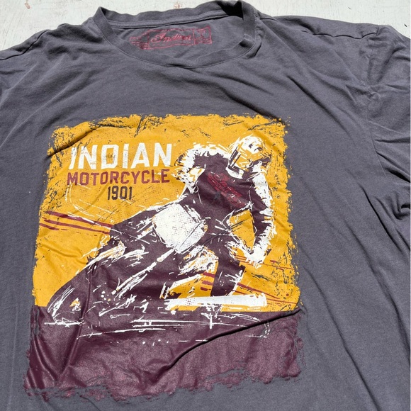 Men's Indian Motorcycles T-Shirt Gray Spell-Out Logo L Bikercore Racing Moto UK - Picture 2 of 14